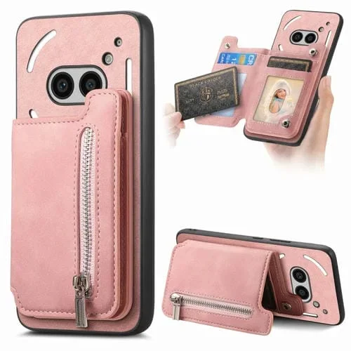 Estuche para Teléfono For Nothing cmf Phone 1 con Cremallera y Tarjetero (Rosa)