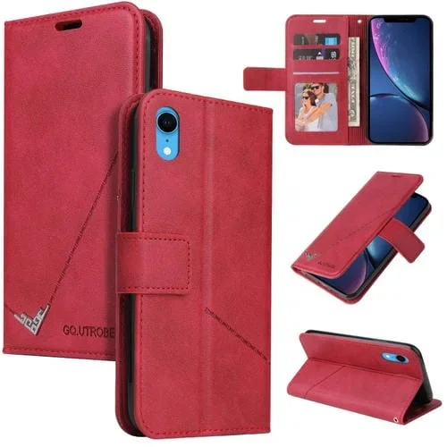 Estuche para Teléfono Gqutrobe iPhone Xr Cuero Ángulo Recto (Rojo)