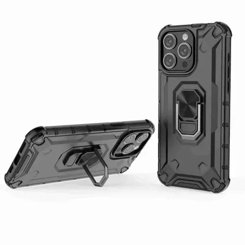Estuche para Teléfono Ice Armor Series para iPhone 15 Pro con Soporte para Anillo (Negro)