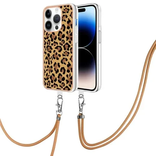 Estuche para Teléfono Imd Doble Cara Galvanoplastia y Cordón para iPhone 16 Pro (Leopardo)