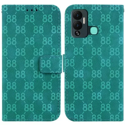 Estuche para Teléfono Infinix Hot 12 Play Cuero en Relieve Doble Forma de 8 (Verde)