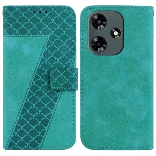 Estuche para Teléfono Infinix Hot 30 Cuero En Relieve en Forma de 7 (Verde)