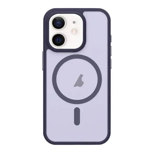 Estuche para Teléfono iPhone 11 Botón de Metal Sensación de Piel Magsafe Mate a Prueba de Golpes (Púrpura)