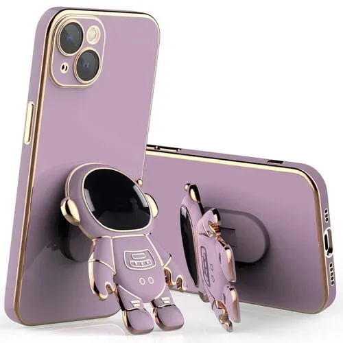 Estuche para Teléfono iPhone 11 con Soporte de Astronauta y Película de Lente (Púrpura)
