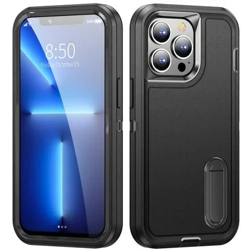 Estuche para Teléfono iPhone 11 Pro 3 En 1 con Soporte Resistente (Negro)