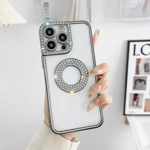 Estuche para teléfono iPhone 11 Pro con diamante electrochapado (Verde Oscuro)