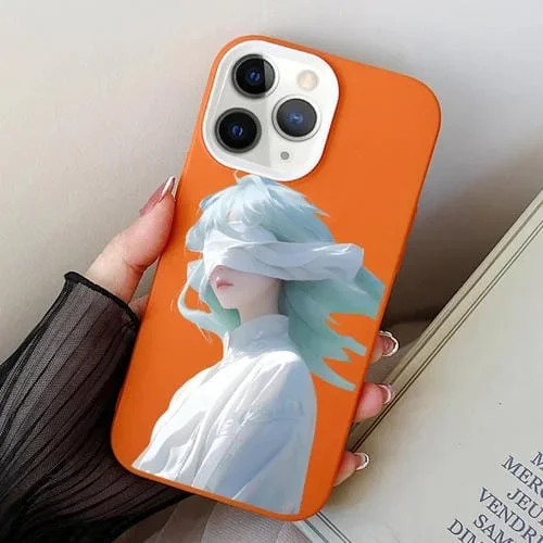 Estuche para Teléfono iPhone 11 Pro Max Blindfold Girl PC Híbrido TPU (Naranja)