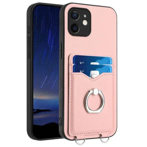 Estuche para Teléfono iPhone 11 R20 con Soporte para Tarjeta y Anillo (Rosa)