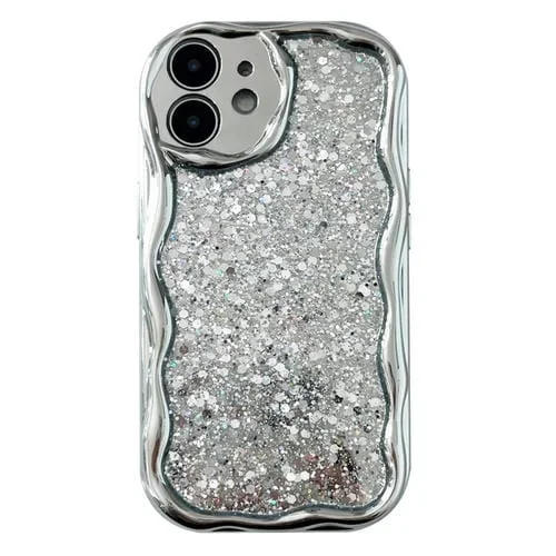 Estuche para Teléfono iPhone 11 TPU Galvanizado con Brillo y Borde Ondulado (Plateado)