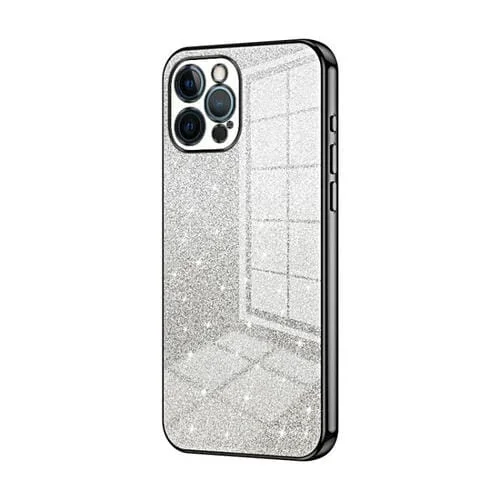 Estuche para Teléfono iPhone 12 Pro Galvanizado con Polvo de Brillo Degradado (Negro)