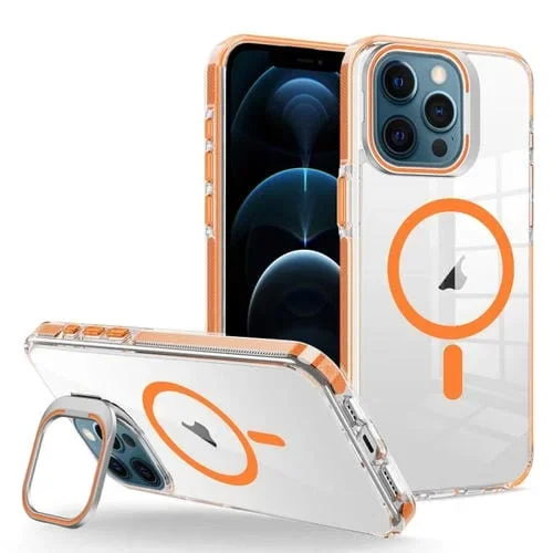 Estuche para Teléfono iPhone 12 Pro Max J2 Soporte Marco Magnético Magsafe (Naranja)