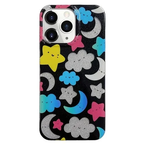 Estuche para teléfono iPhone 12 Pro Max PC + TPU Imd Laminado Doble Cara (Black Star Moon)