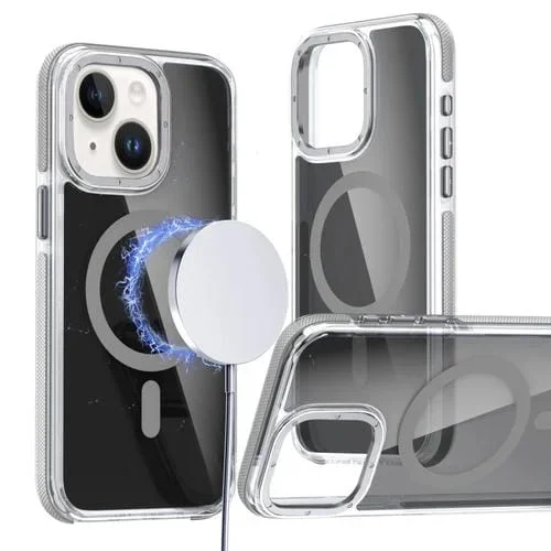 Estuche para teléfono iPhone 13/14 Magsafe Cobertura total (Gris)