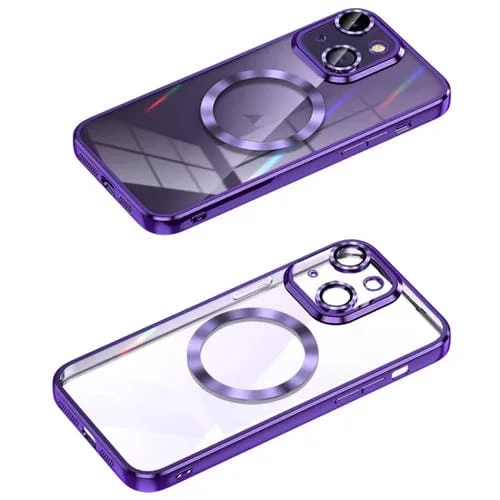 Estuche para Teléfono iPhone 13 Magsafe Marco de Lente de Metal Cobertura Total (Púrpura)