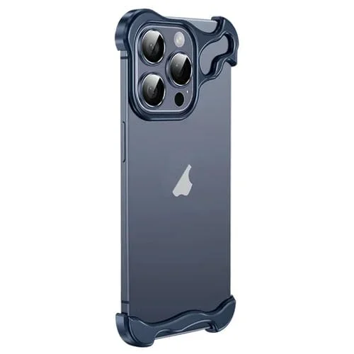 Estuche para Teléfono iPhone 13 Pro Almohadilla de Esquina Metal sin Marco Película para Lentes (Azul)