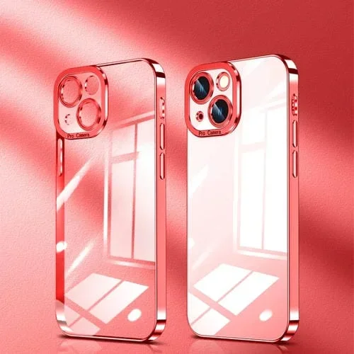 Estuche para Teléfono iPhone 13 Pro Alta Transparencia Baño de Cristal (Rojo Rubí)