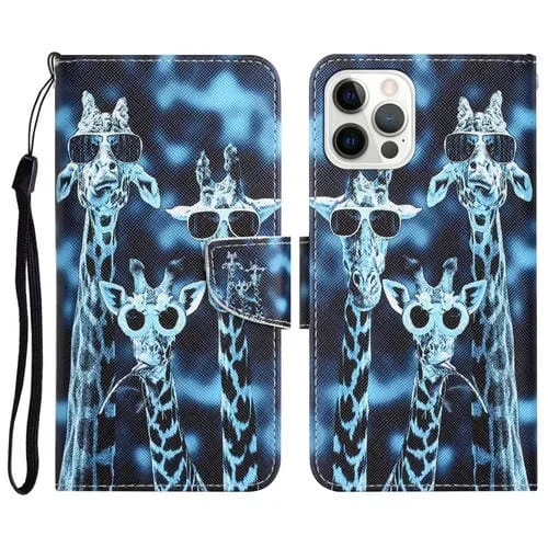 Estuche para Teléfono iPhone 13 Pro Cuero con Dibujo a Color (Jirafas)