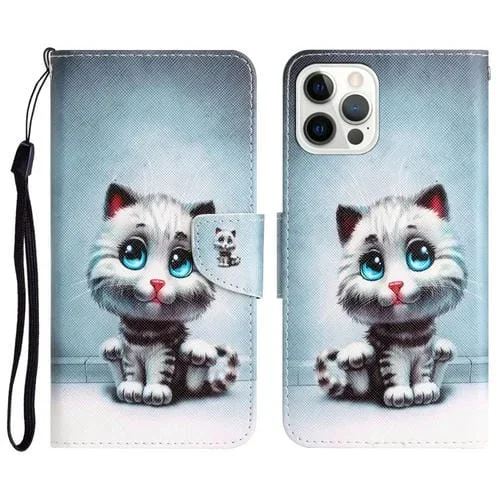 Estuche para Teléfono iPhone 13 Pro Cuero Dibujo Coloreado (Ojos Azules)