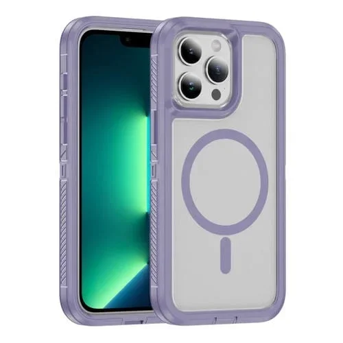Estuche para Teléfono iPhone 13 Pro Max Guard Magsafe con Anillo Magnético Mate (Púrpura Claro)