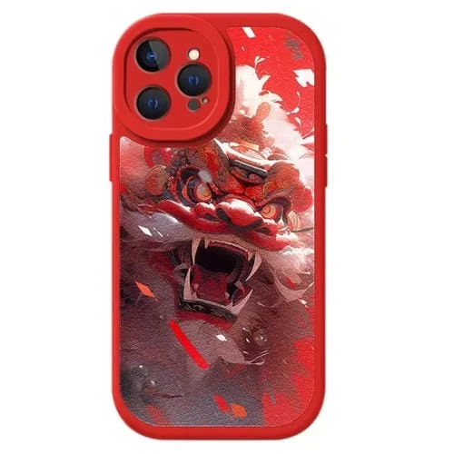 Estuche para Teléfono iPhone 13 Pro Max Textura Cuero de Cordero Cobertura Total (Awaken Lion)