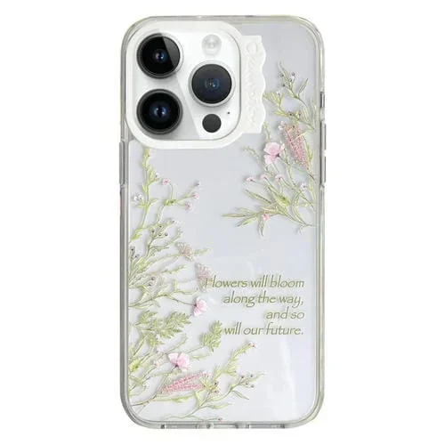 Estuche para Teléfono iPhone 13 Pro Patrón Círculo Ondulado Colorido (Flor Blanca)