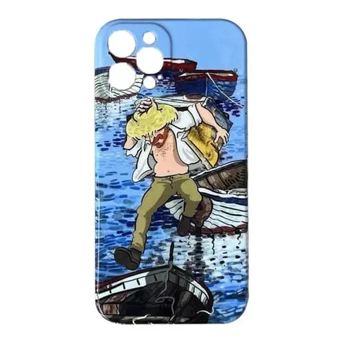 Estuche para Teléfono iPhone 13 Pro Patrón de Pintura al Óleo PC Brillante (Saltar en el Bote)