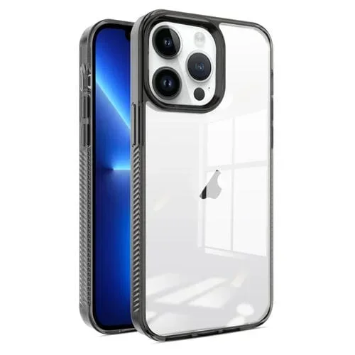 Estuche para Teléfono iPhone 13 Pro TPU Híbrido Acrílico Transparente Antideslizante (Negro)