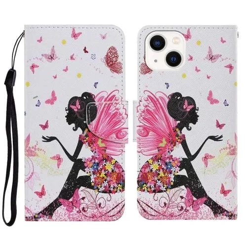 Estuche para Teléfono iPhone 14 con Tapa de Cuero y Dibujo 3D (Dance Girl)