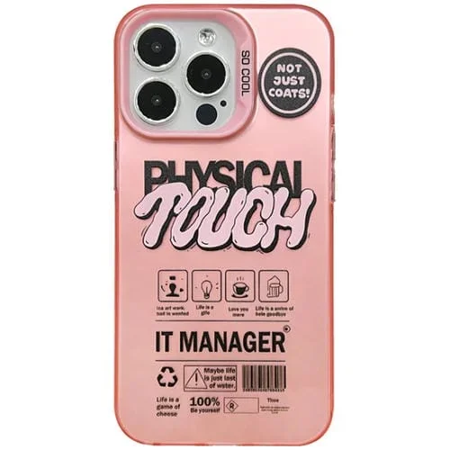 Estuche para Teléfono iPhone 14 Pro Doble Cara Esmerilado con Etiqueta (Rosa)