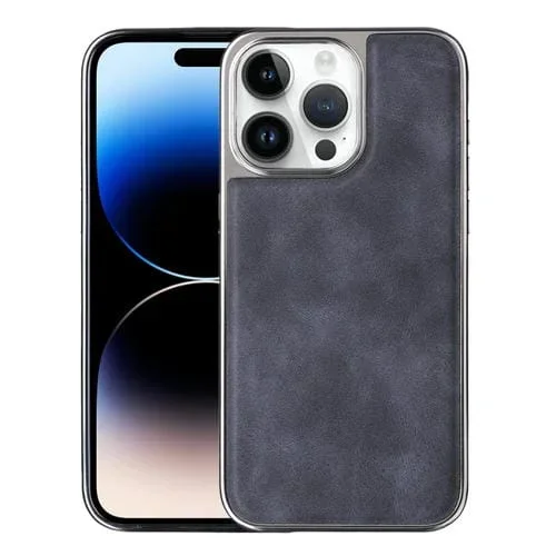 Estuche para Teléfono iPhone 14 Pro Magsafe TPU Híbrido Pu Lateral Galvanizado (Azul)