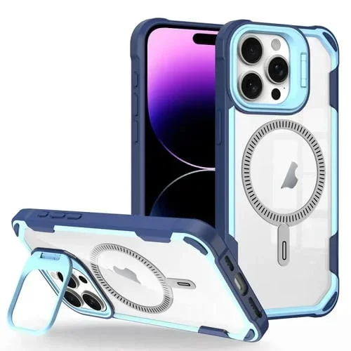 Estuche para Teléfono iPhone 14 Pro Max con Soporte para Lente Magsafe Acrílico (Azul)