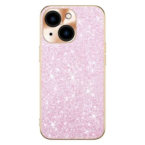 Estuche para Teléfono iPhone 15 Anillo de Lente Textura Cd Diamante Estrella (Rosa)
