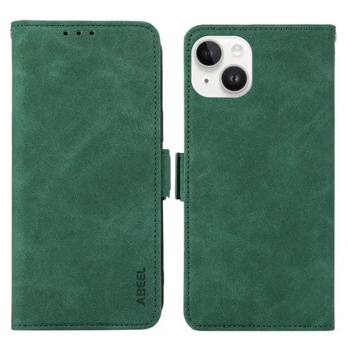 Estuche para Teléfono iPhone 15 Plus Cuero Rfid Magnético Esmerilado Retro (Verde)