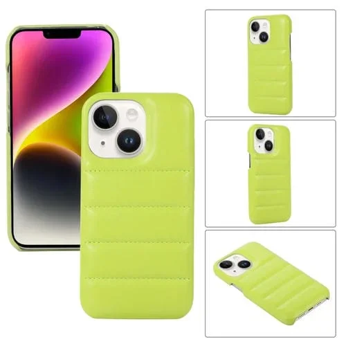 Estuche para Teléfono iPhone 15 Plus Down Jacket Airbag a Prueba de Golpes (Verde Azulado)