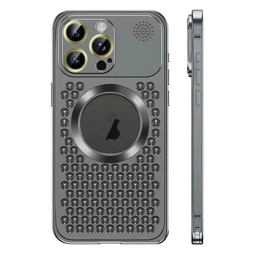 Estuche para Teléfono iPhone 15 Pro Aromaterapia Metal Magnético Magsafe Hebilla Resorte (Negro)