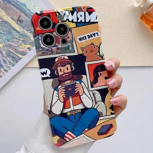 Estuche para Teléfono iPhone 15 Pro con Orificio Preciso PC Patrón Pintado (Vacationer)