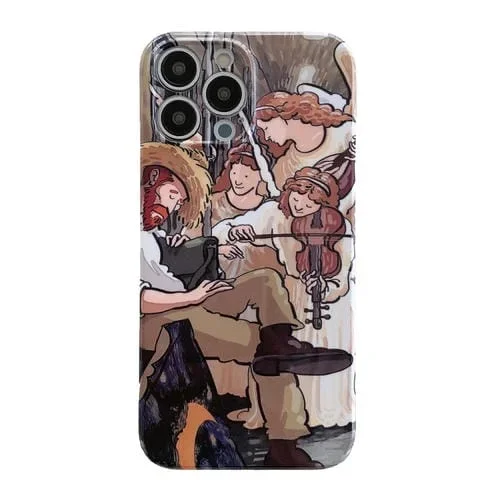Estuche para teléfono iPhone 15 Pro con PC brillante y patrón de pintura al óleo (Retrato al Óleo)