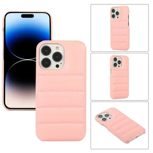 Estuche para Teléfono iPhone 15 Pro Down Jacket Airbag a Prueba de Golpes (Rosa)