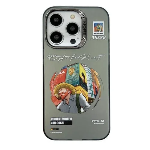 Estuche para Teléfono iPhone 15 Pro Ilustración Lente Galvanizada (Gris)
