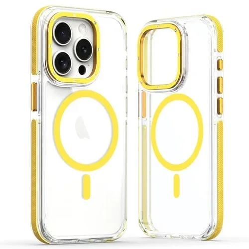 Estuche para Teléfono iPhone 15 Pro Magsafe TPU Híbrido Acrílico Transparente Doble Color (Amarillo)