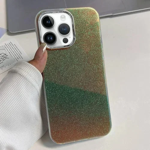 Estuche para Teléfono iPhone 15 Pro Max con Marco Galvanizado Imd Glitter Powder (Verde)