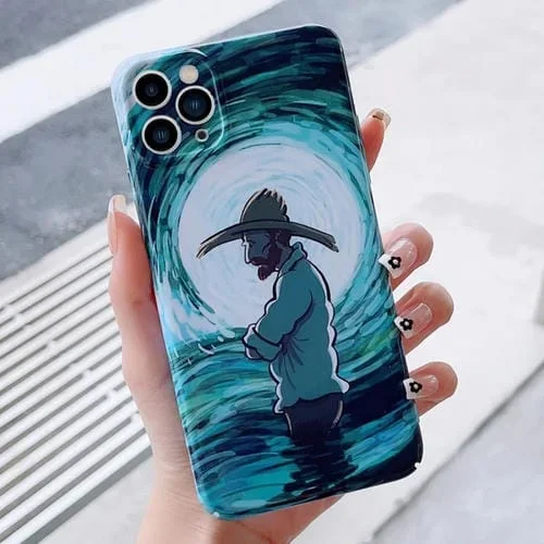 Estuche para teléfono iPhone 15 Pro Max con patrón de pintura al óleo y orificio preciso (Pensador)
