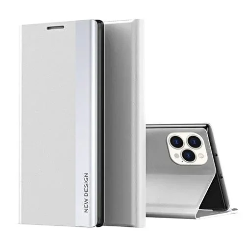 Estuche para Teléfono iPhone 15 Pro Max Cuero Adsorción Galvanizada Lateral (Plata)