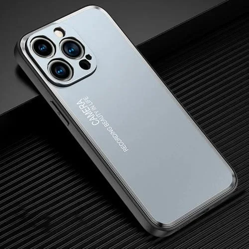 Estuche para Teléfono iPhone 15 Pro Max Metal Esmerilado (Azul)