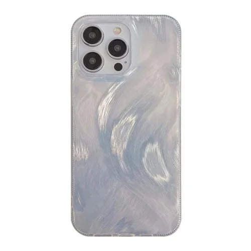 Estuche para Teléfono iPhone 15 Pro Max TPU Híbrido Acrílico con Plumas Degradadas (Plateado)