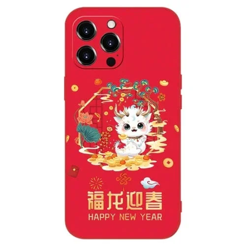 Estuche para teléfono iPhone 15 Pro Silicona a prueba de golpes (Rojo)