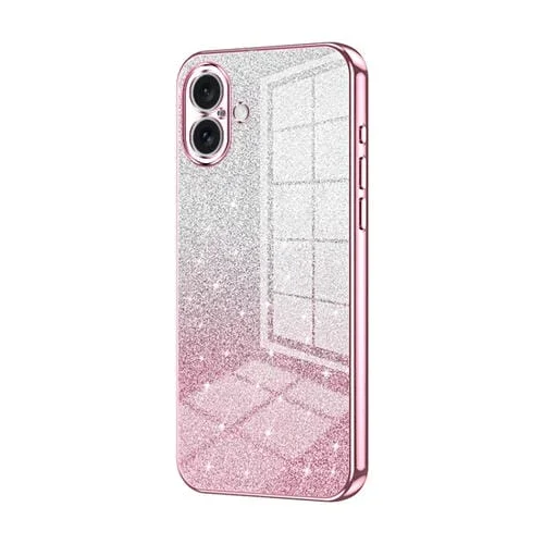 Estuche para Teléfono iPhone 16 Plus Purpurina Degradado Baño de Oro (Rosa)