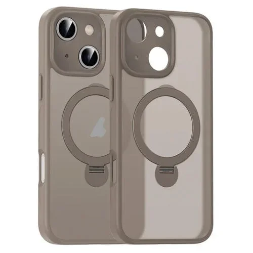 Estuche para Teléfono iPhone 16 Plus Soporte Giratorio 360 Textura Mate (Oro Titanio)