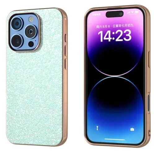 Estuche para Teléfono iPhone 16 Pro Marco Galvanizado Purpurina (Verde Claro)