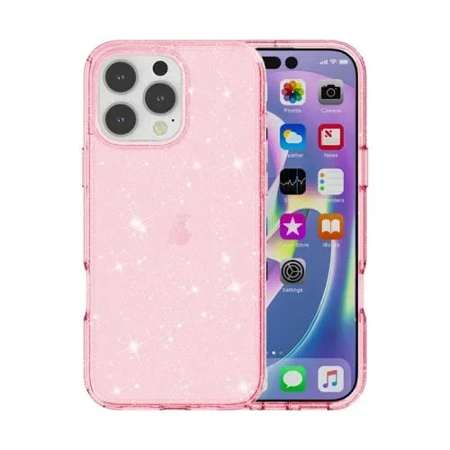 Estuche para teléfono iPhone 16 Pro Max Terminator Glitter Powder a prueba de golpes (Rosa)